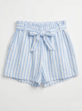 Printed Cotton Gauze Shorts Cyan