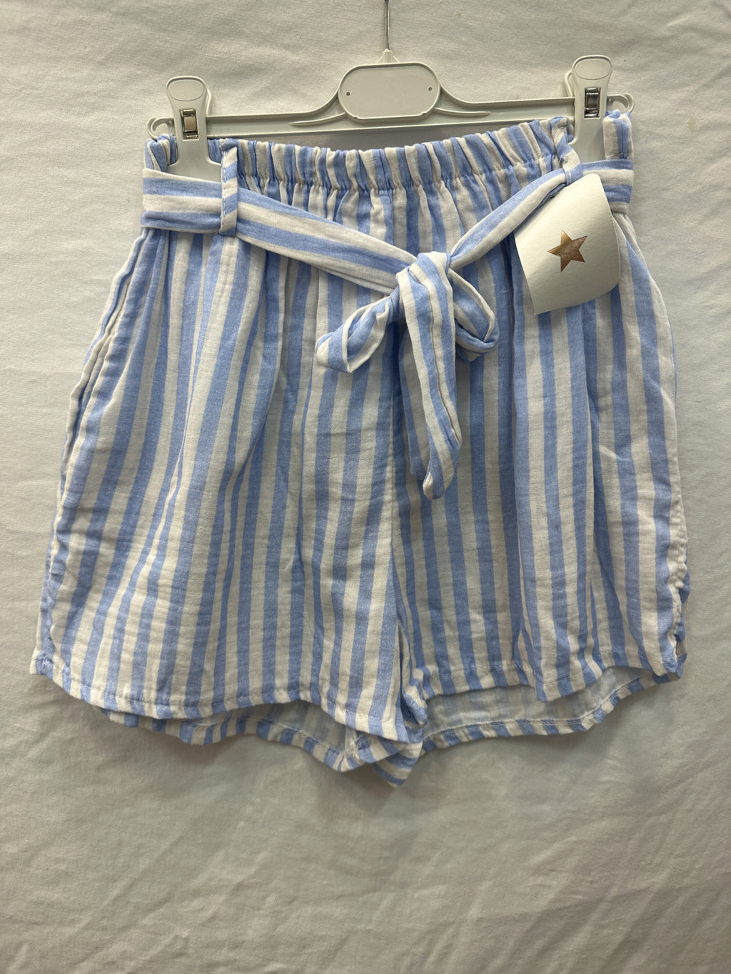 Printed Cotton Gauze Shorts Cyan