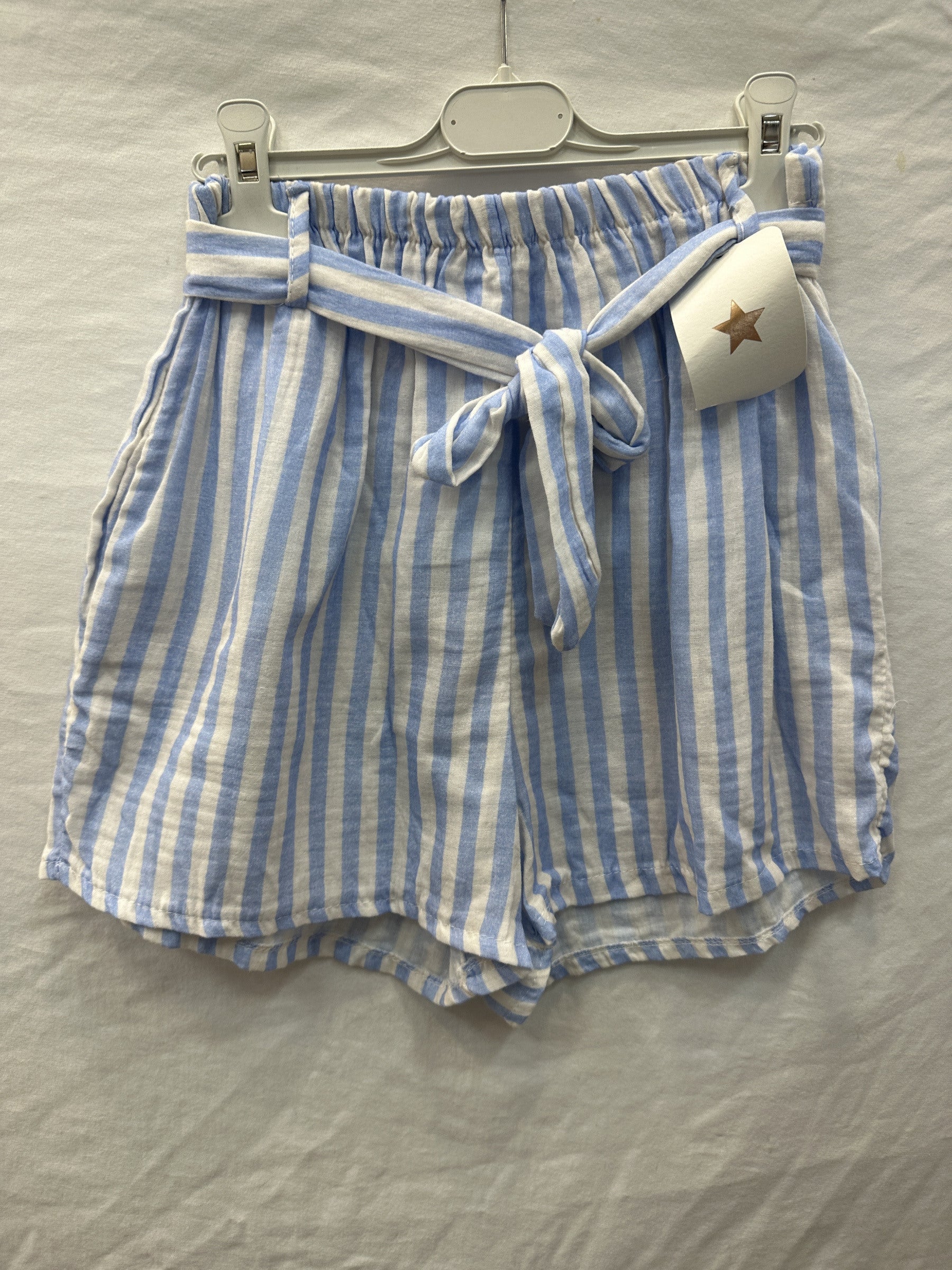 Printed Cotton Gauze Shorts Cyan