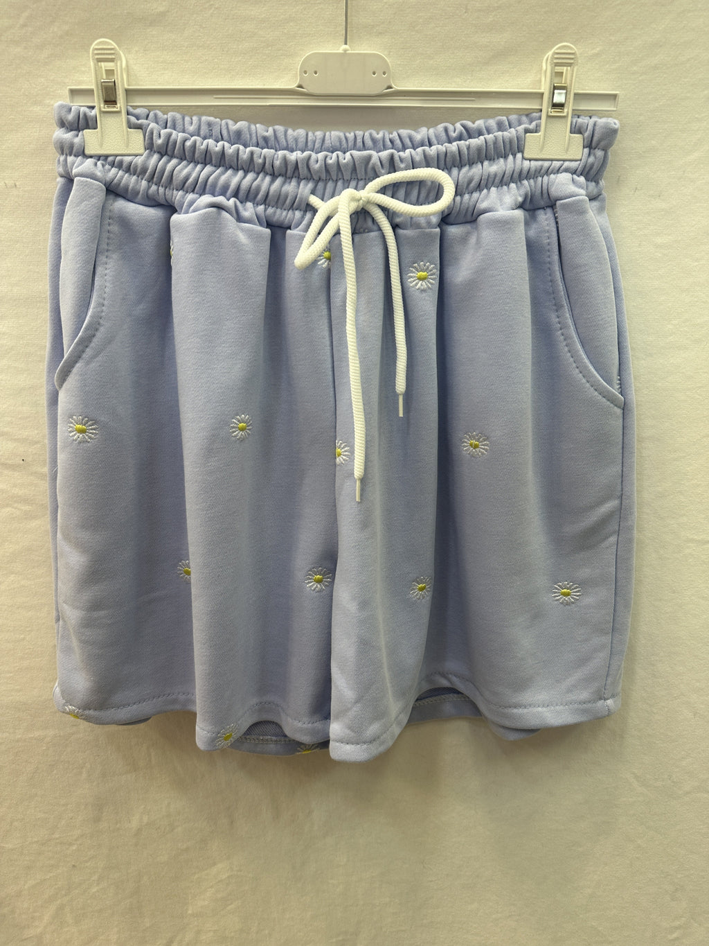 Daisies Fleece Shorts Sky Blue