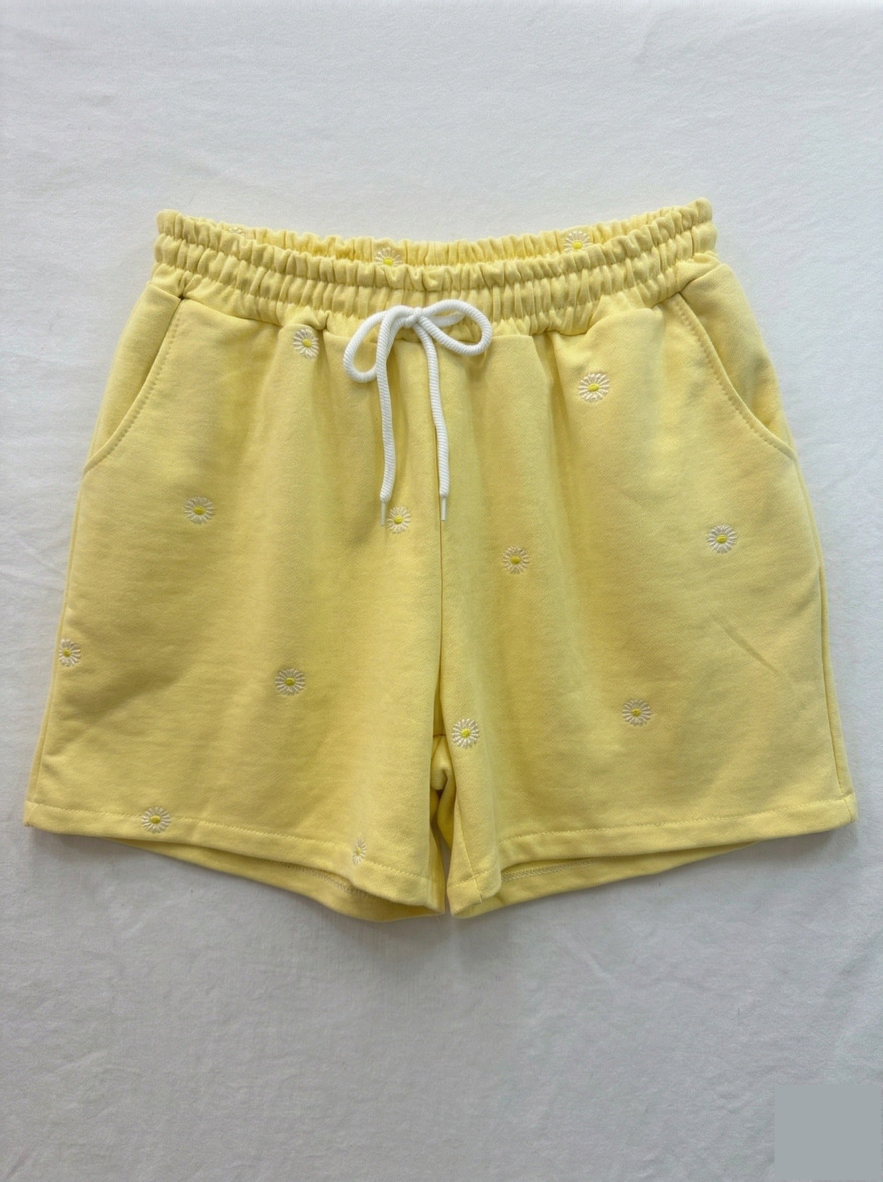 Daisies Fleece Shorts Yellow