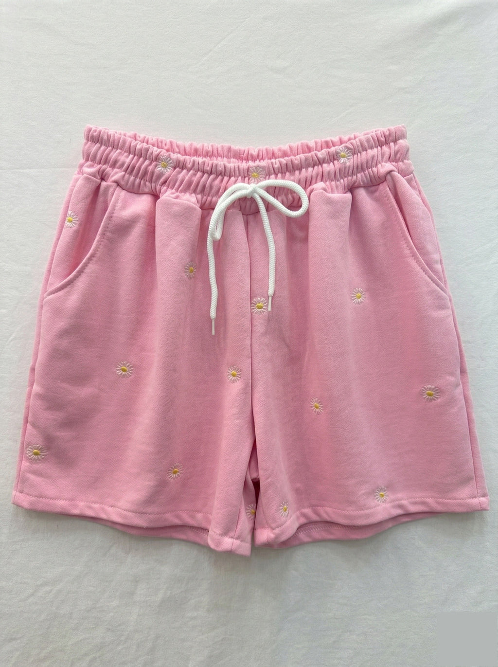 Daisies Fleece Shorts Pink