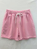 Daisies Fleece Shorts Pink