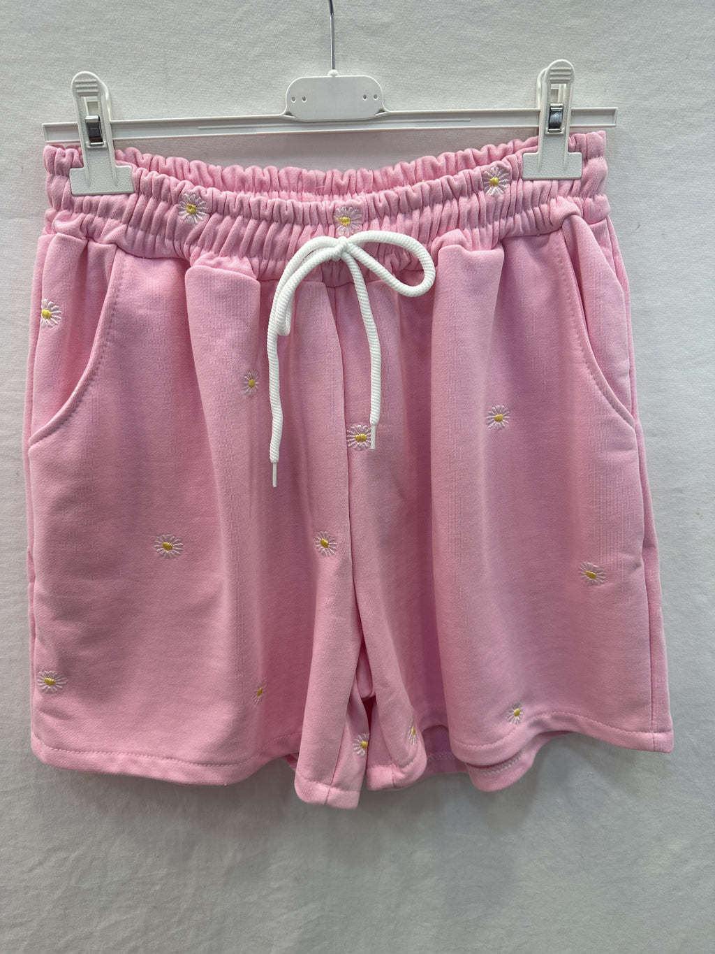 Daisies Fleece Shorts Pink