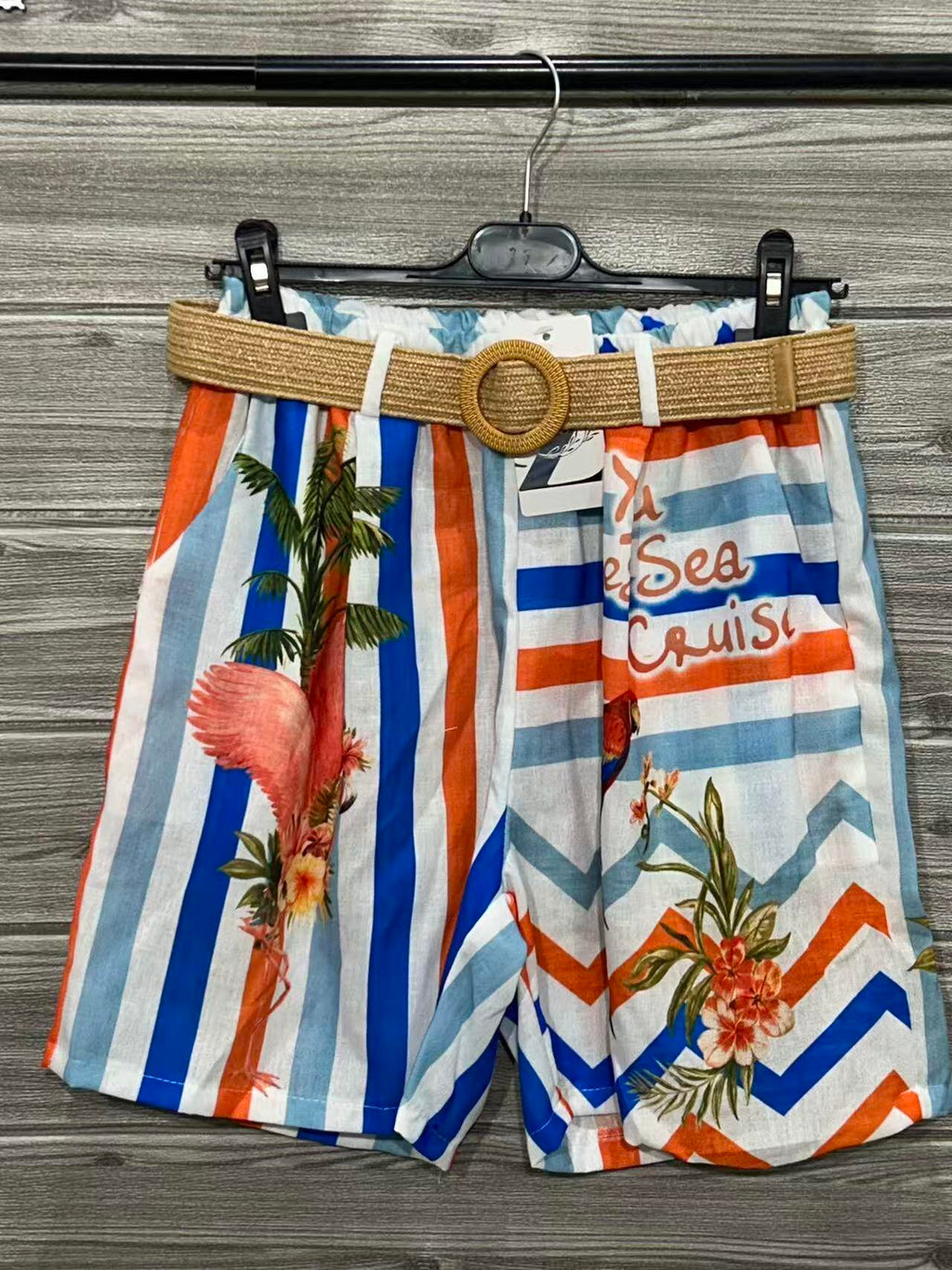 ZOSRT3WH Nautical Stripe Print Shorts White