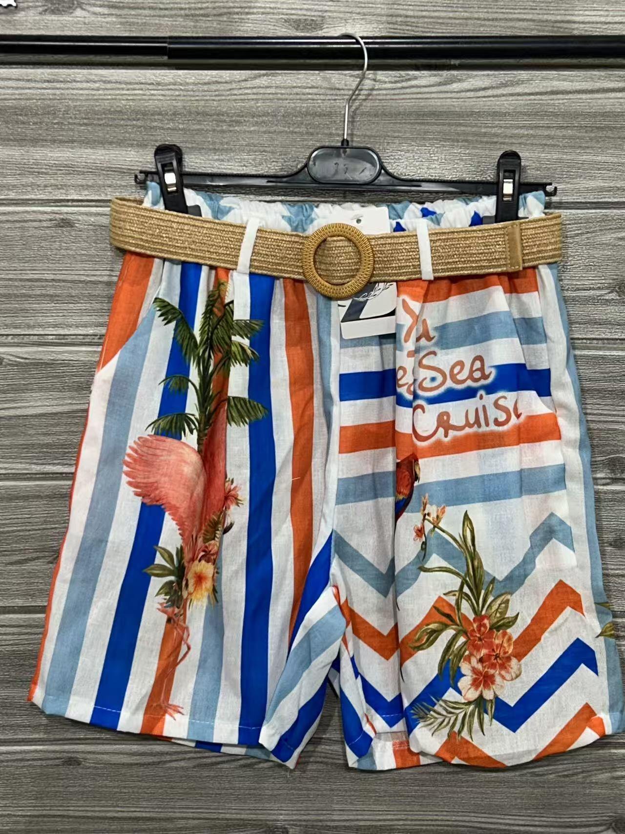 ZOSRT3WH Nautical Stripe Print Shorts White