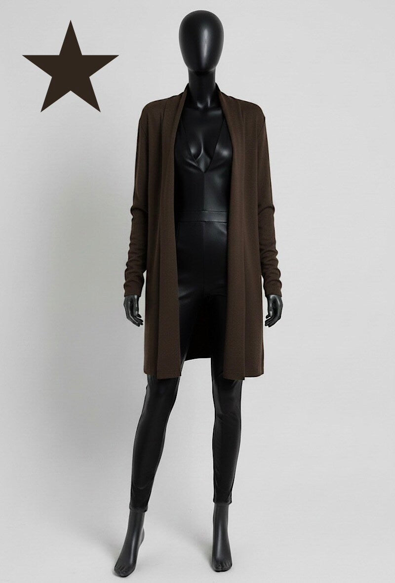 ES13 Dark Brown Longline Cardigan