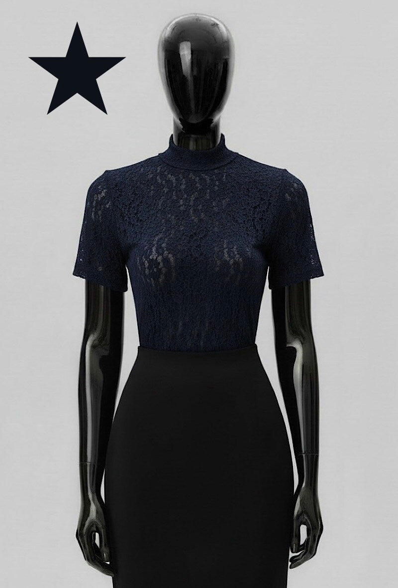 ES31 Navy Lace Top