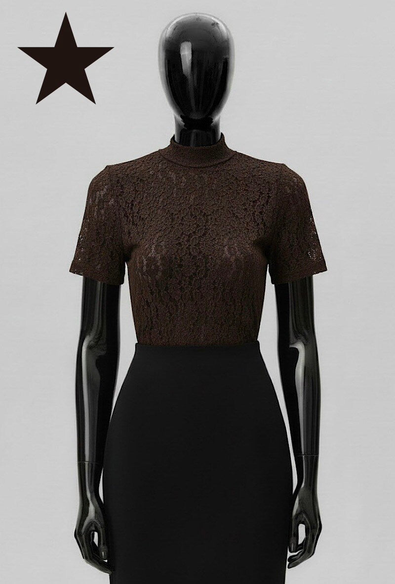 ES32 Dark Brown Lace Top