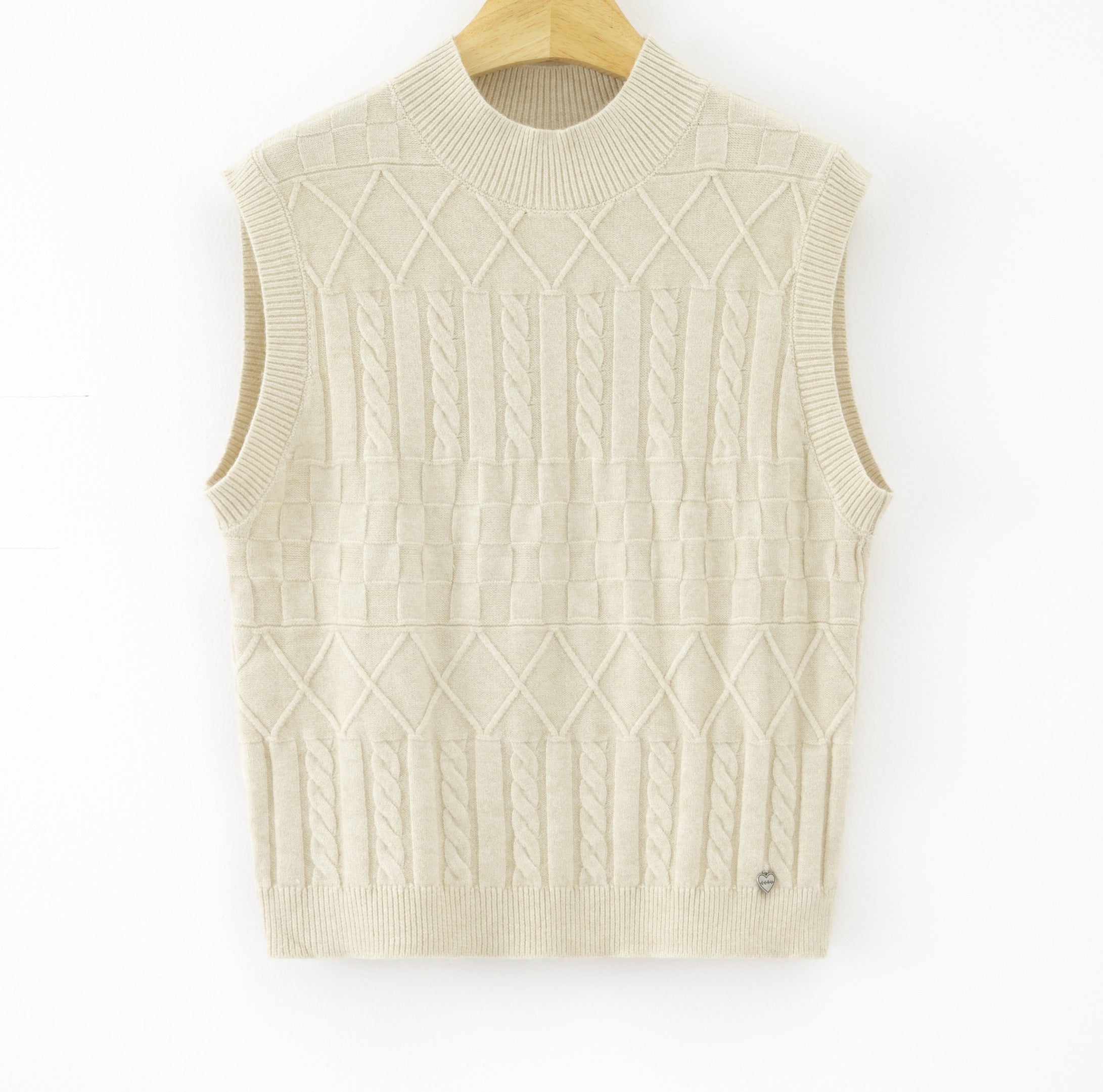 LUJKT5 Ecru Jacquard Knit Tank Top