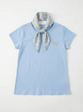 MYHPLSSB Heart Pattern T-shirt and Liberty Scarf Sky Blue