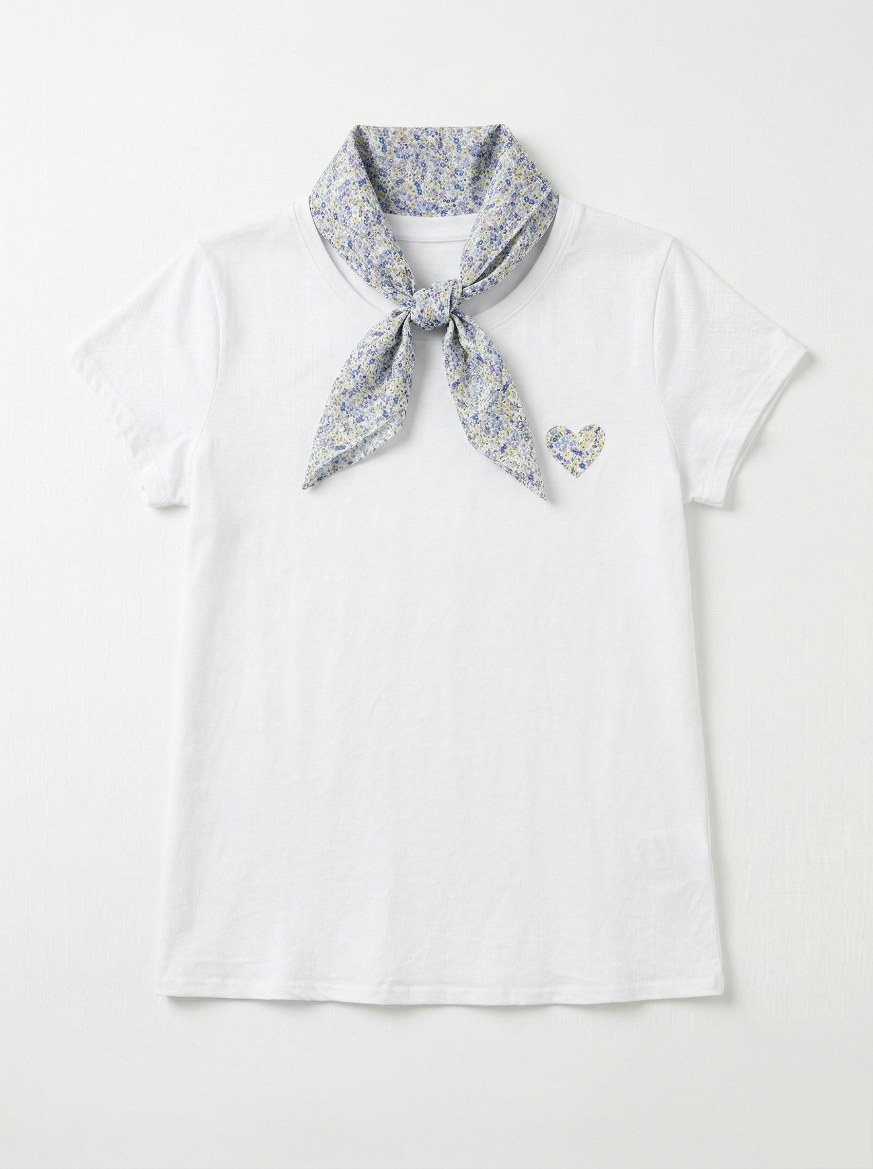 MYHPLSLB Heart Pattern T-shirt and Liberty Scarf Light Blue