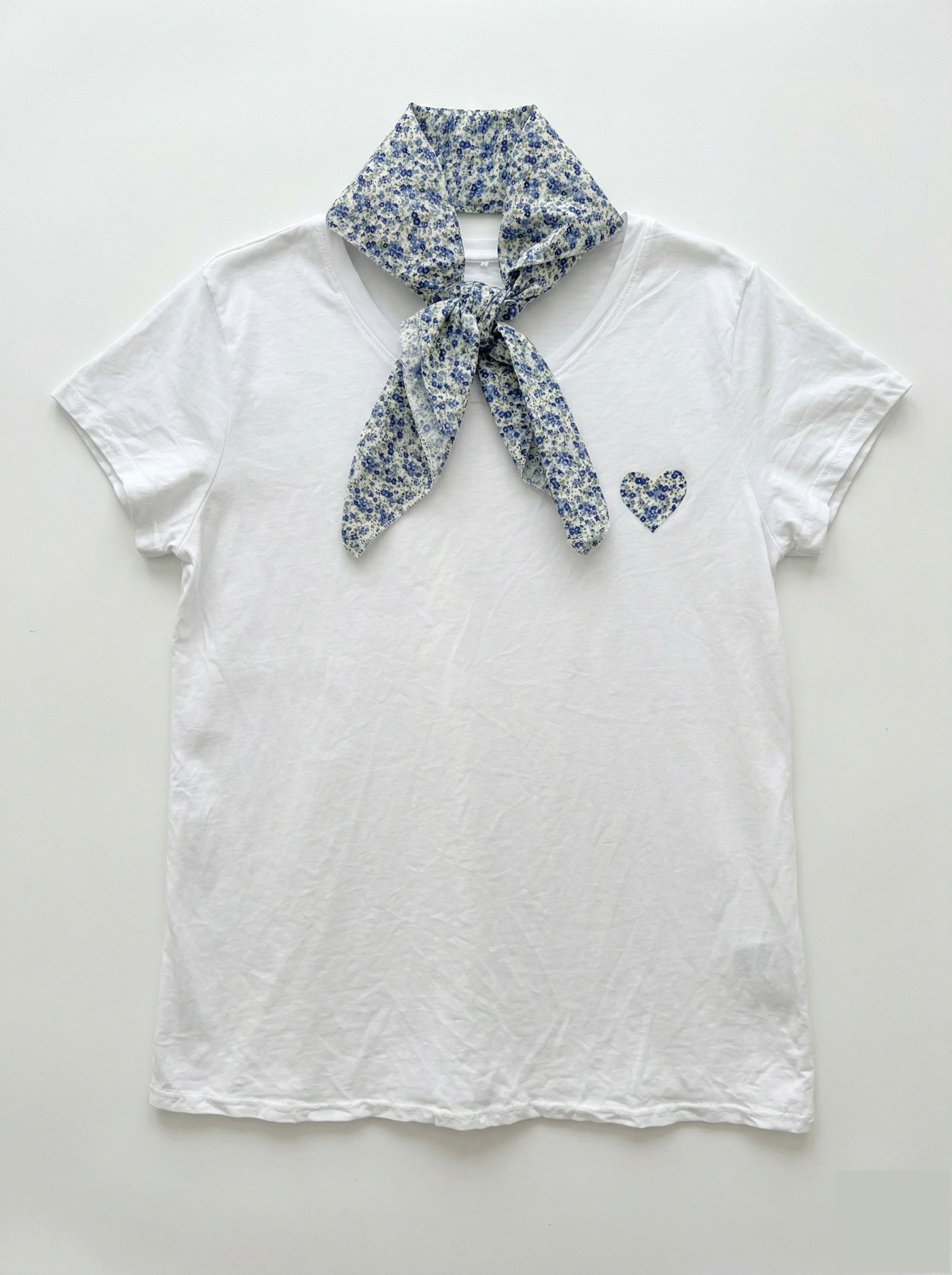 MYHPLSEB Heart Pattern T-shirt and Liberty Scarf Estate Blue