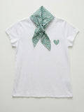 MYHPLSCE Heart Pattern T-shirt and Liberty Scarf Celadon