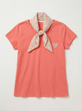 MYHPLSCR Heart Pattern T-shirt and Liberty Scarf Coral