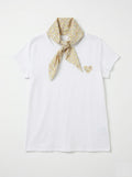 MYHPLSLY Heart Pattern T-shirt and Liberty Scarf Light Yellow
