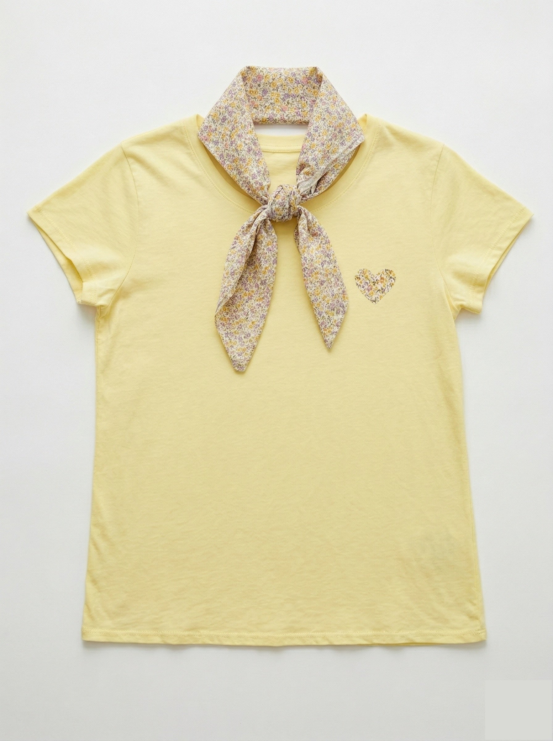 MYHPLSY Heart Pattern T-shirt and Liberty Scarf Yellow
