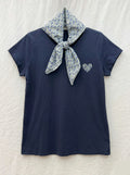MYHPLSNV Heart Pattern T-shirt and Liberty Scarf Navy
