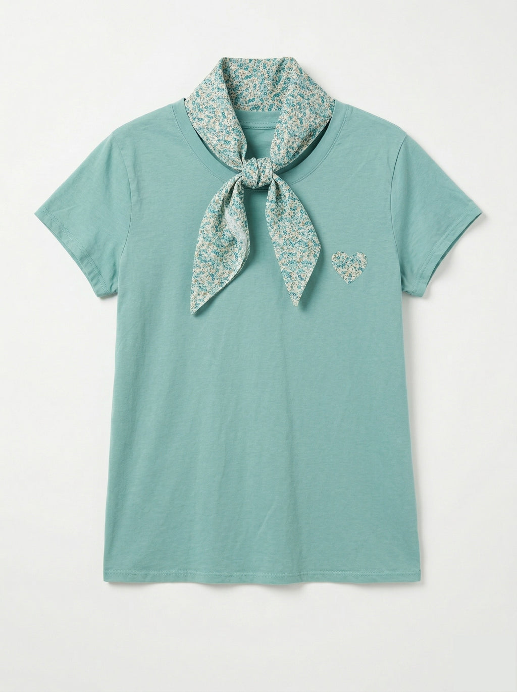 MYHPLSAM Heart Pattern T-shirt and Liberty Scarf Aqua Marine