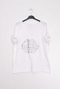 MYABPFBSL T-shirt "Amuse Bouche" Sequined White Background Silver