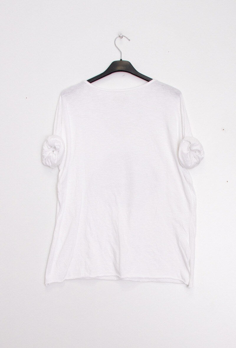 MYABPFBSL T-shirt "Amuse Bouche" Sequined White Background Silver