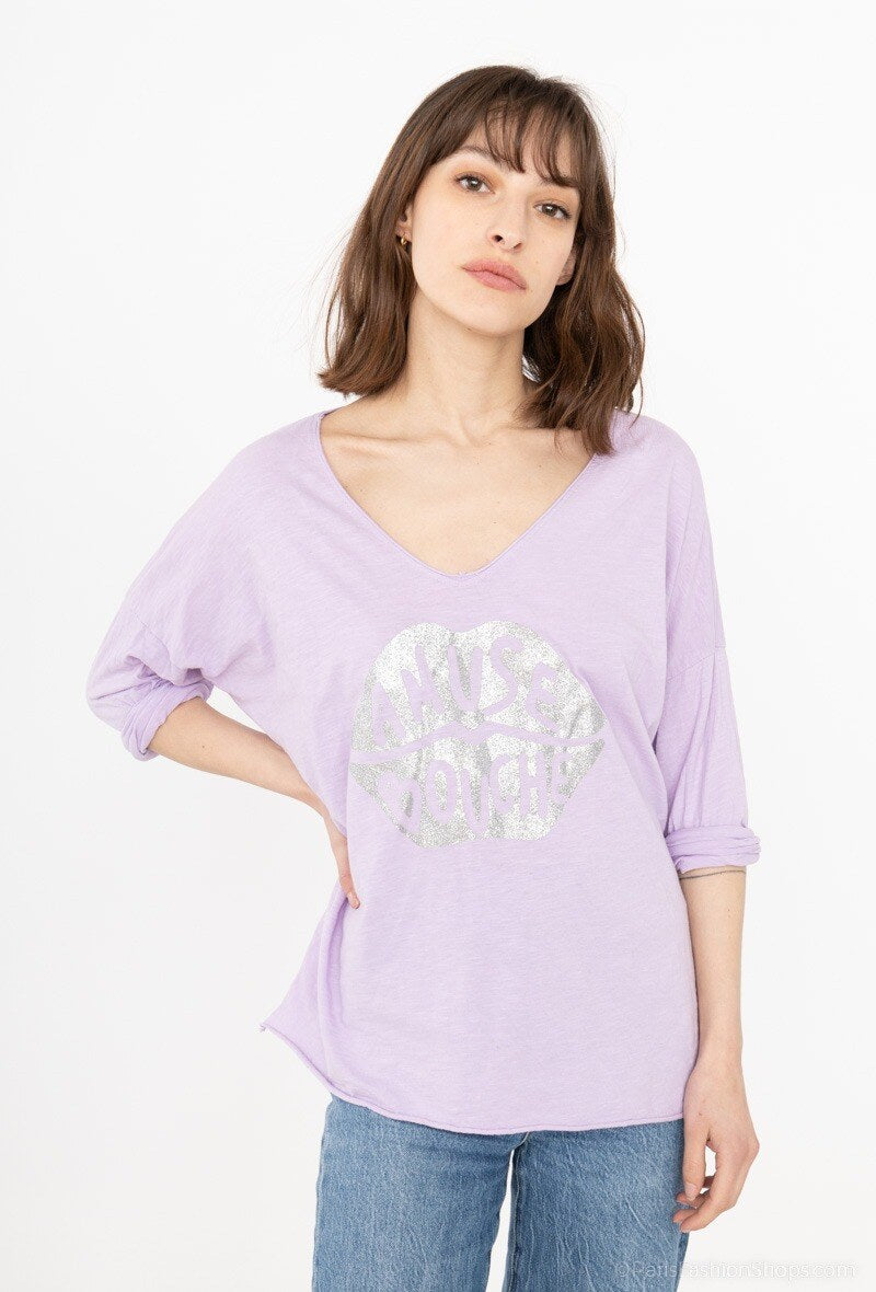 MYABPFBSL T-shirt "Amuse Bouche" Sequined White Background Silver