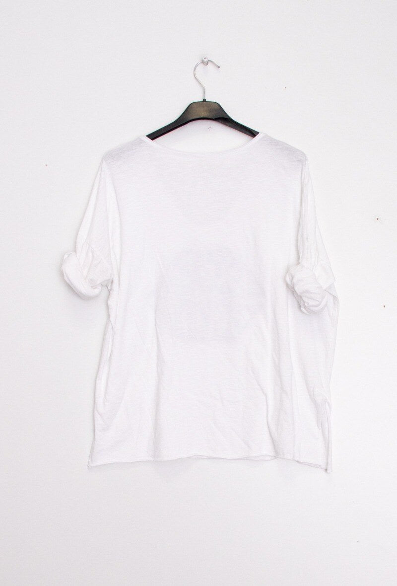 MYABPFBRB T-shirt "Amuse Bouche" Sequined White Background Royal Blue