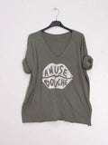 MYABPFBKK T-shirt "Amuse Bouche" Sequined White Background Kaki