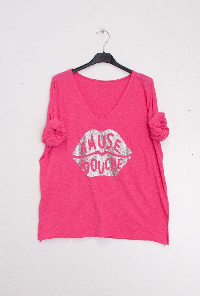 MYABPFU T-shirt "Amuse Bouche" Sequined Fuchsia