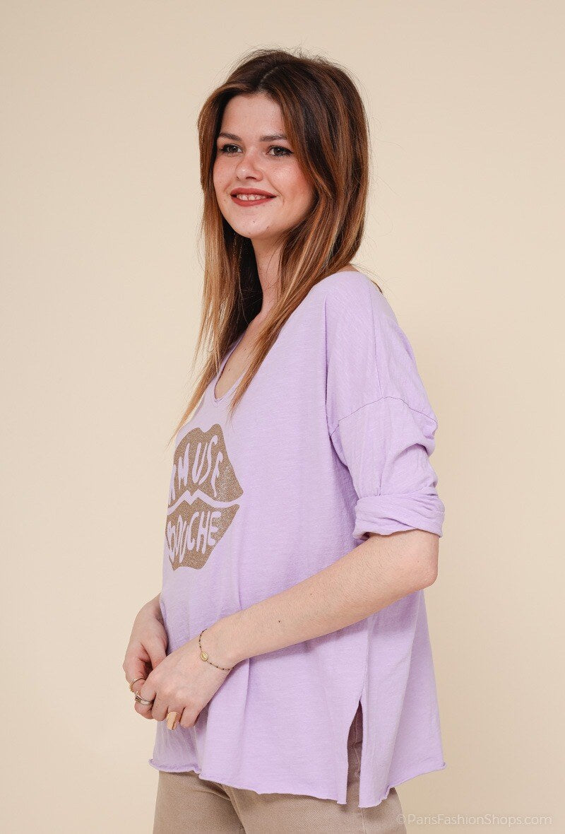 MYABPLI T-shirt "Amuse Bouche" Sequined Lilac