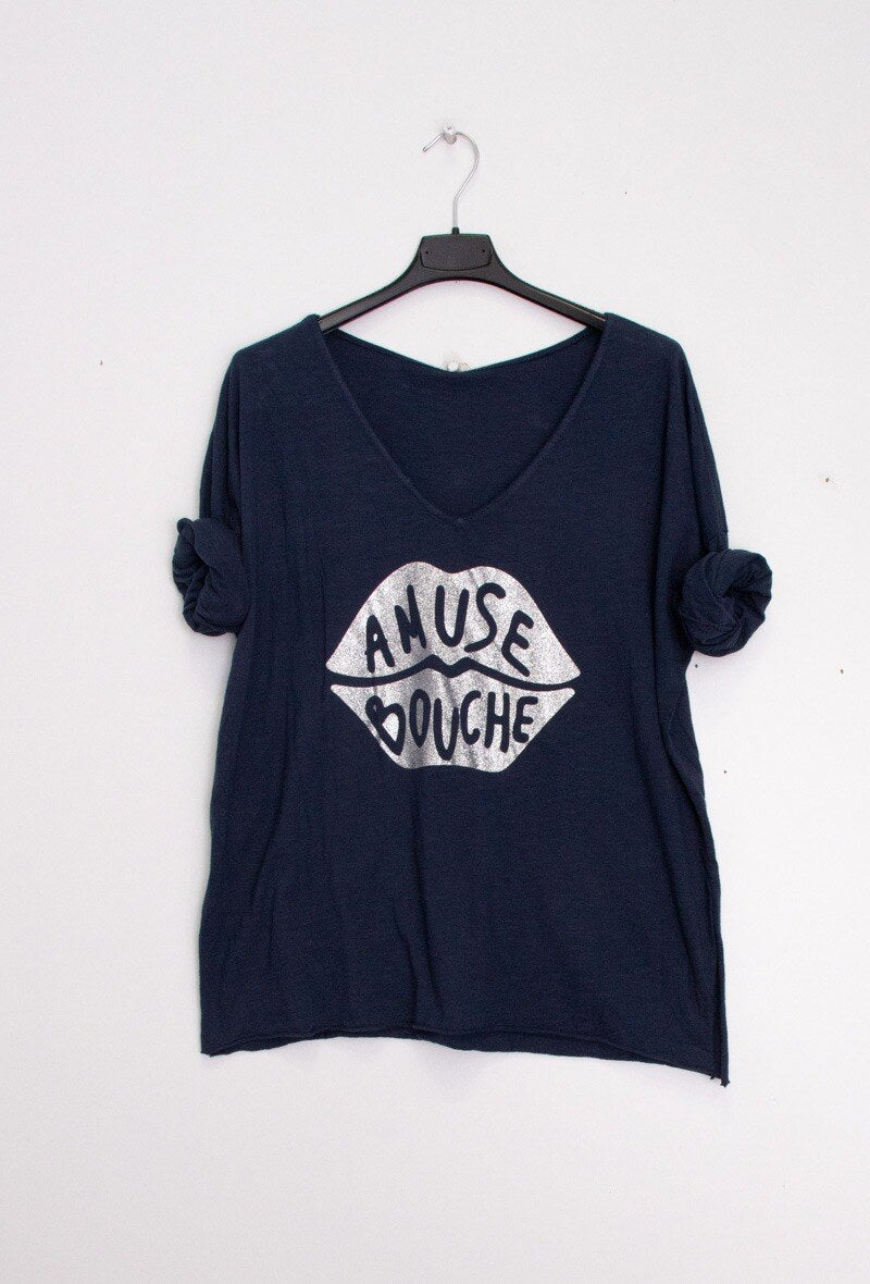 MYABPNV T-shirt "Amuse Bouche" Sequined Navy