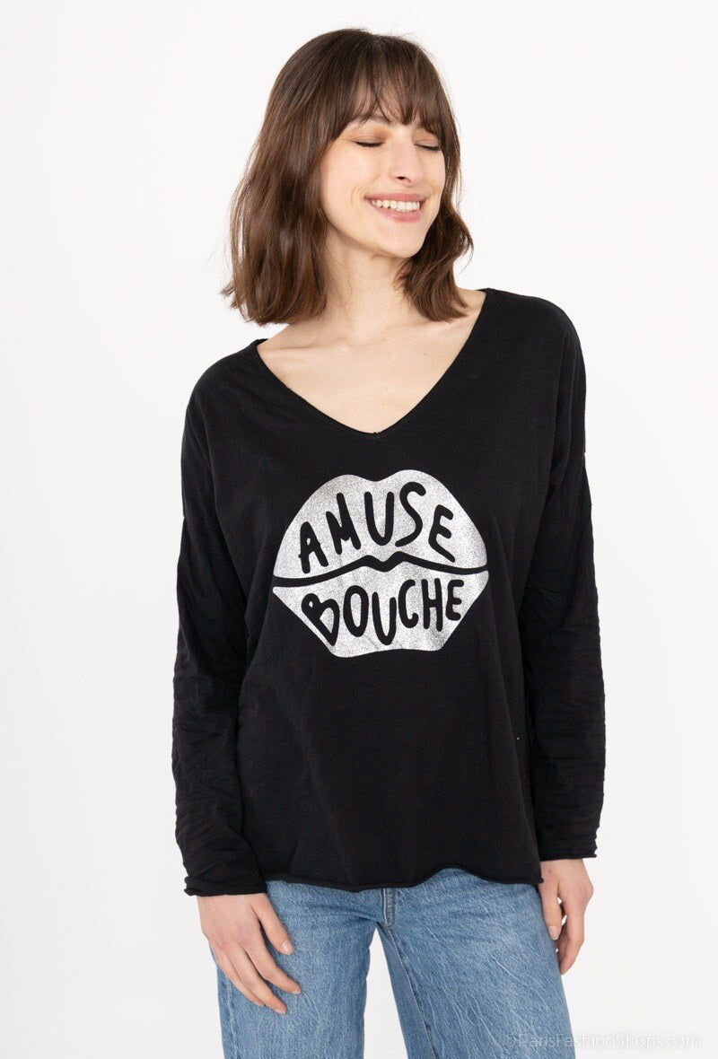 MYABPBK T-shirt "Amuse Bouche" Sequined Black