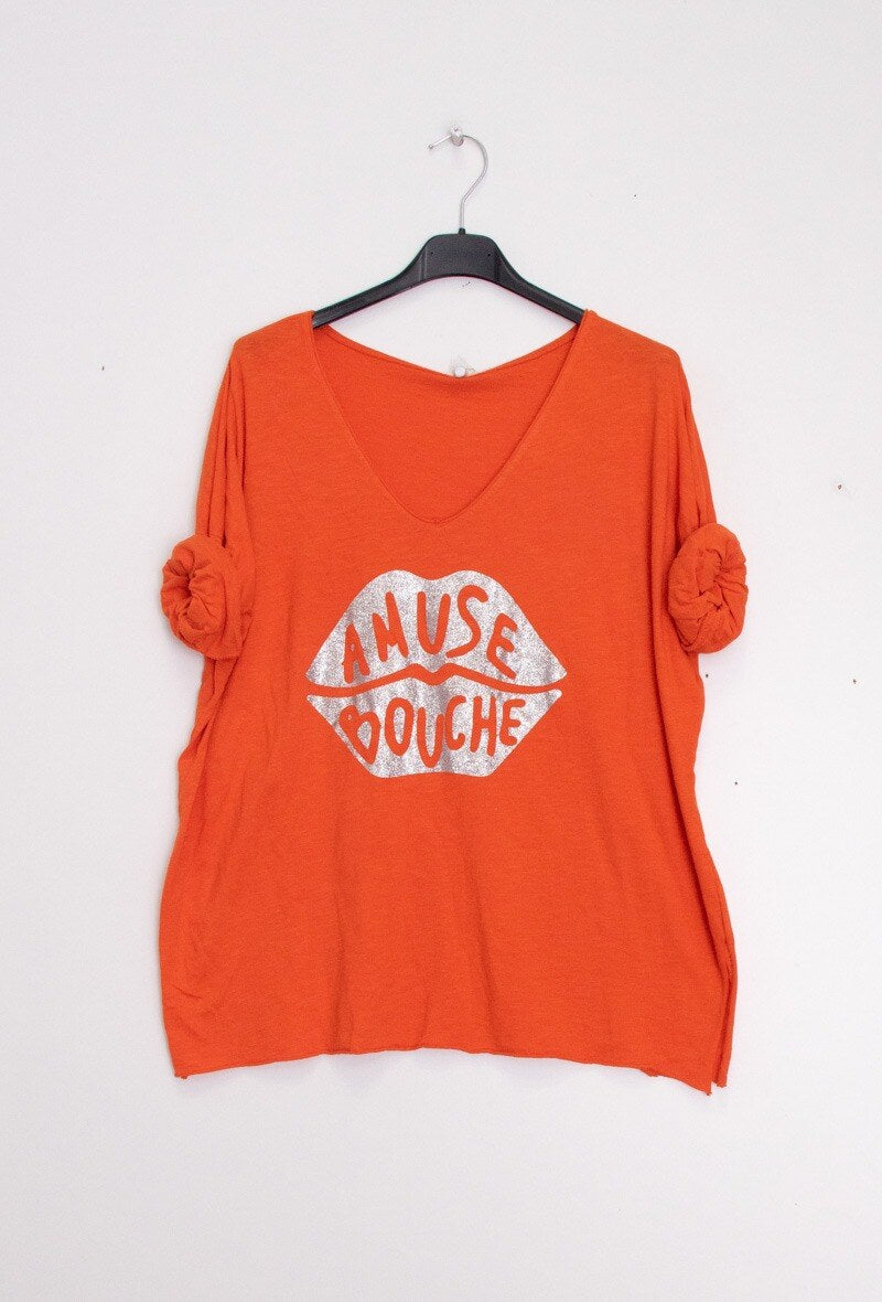 MYABPOR T-shirt "Amuse Bouche" Sequined Orange