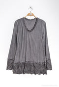 MYLAN T-shirt with lace Anthracite