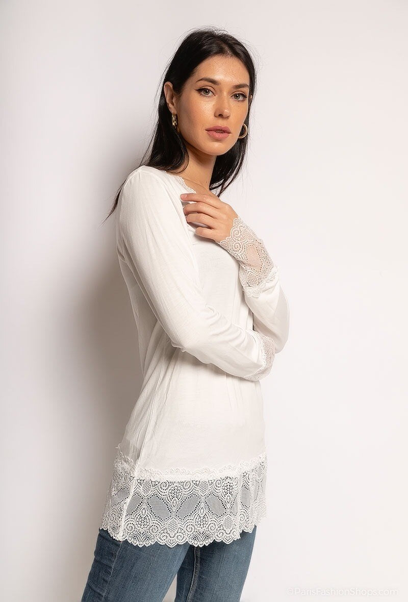MYLW T-shirt with lace White