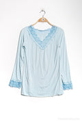 MYLSLTSB Long Sleeve Lace Top Sky Blue