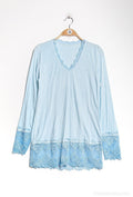 MYLSB T-shirt with lace Sky Blue