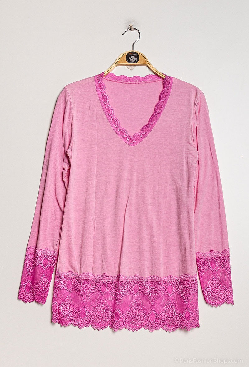 MYLRS T-shirt with lace Rose Shadow