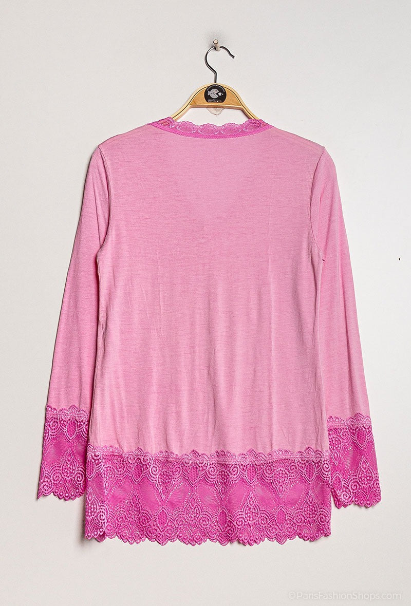 MYLRS T-shirt with lace Rose Shadow