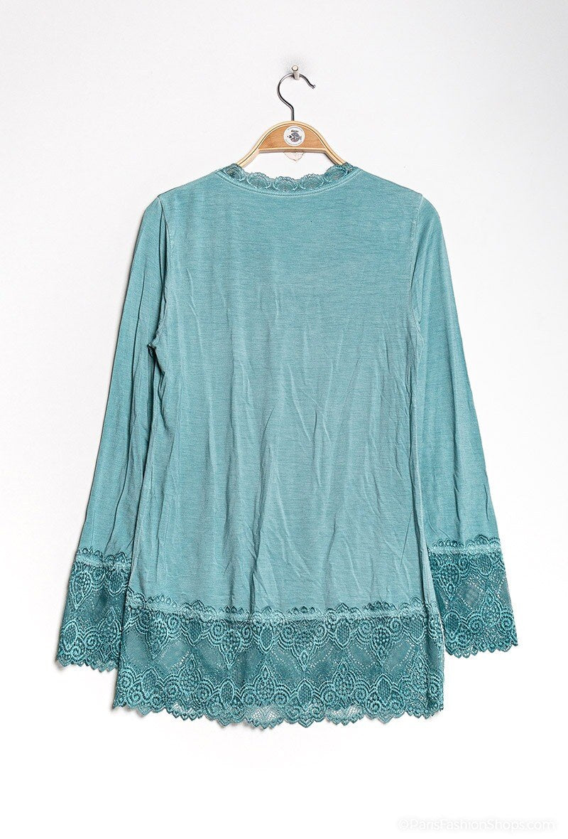 MYLCE T-shirt with lace Celadon