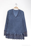 MYLNV T-shirt with lace Navy