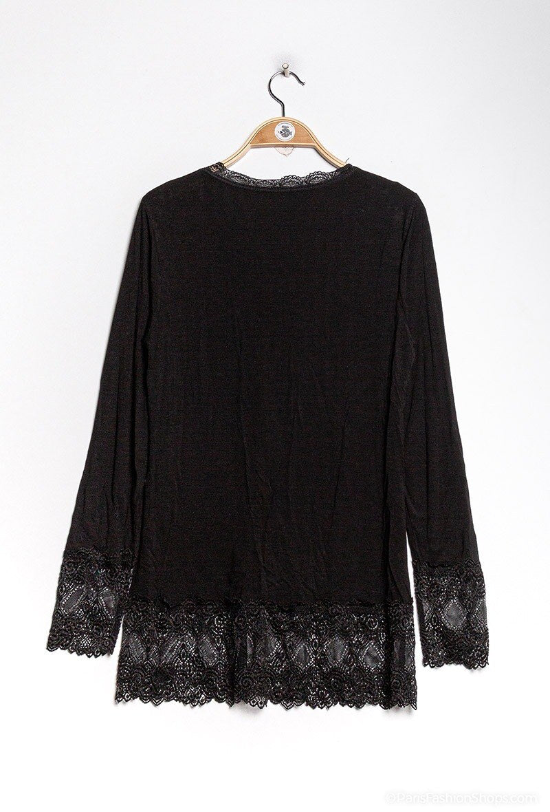 MYLBK T-shirt with lace Black