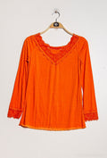 MYLSLTOR Long Sleeve Lace Top Orange
