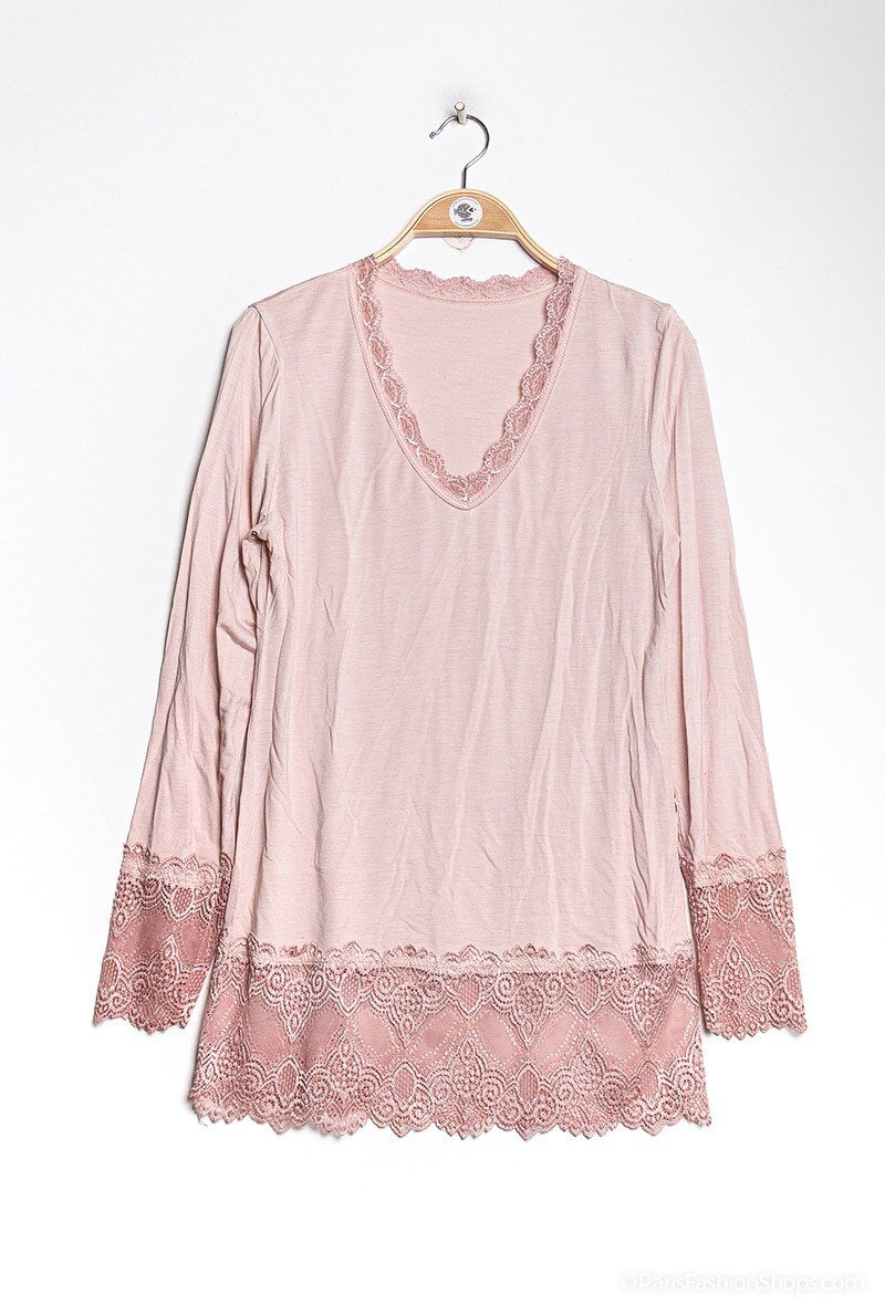 MYLPK T-shirt with lace Pink