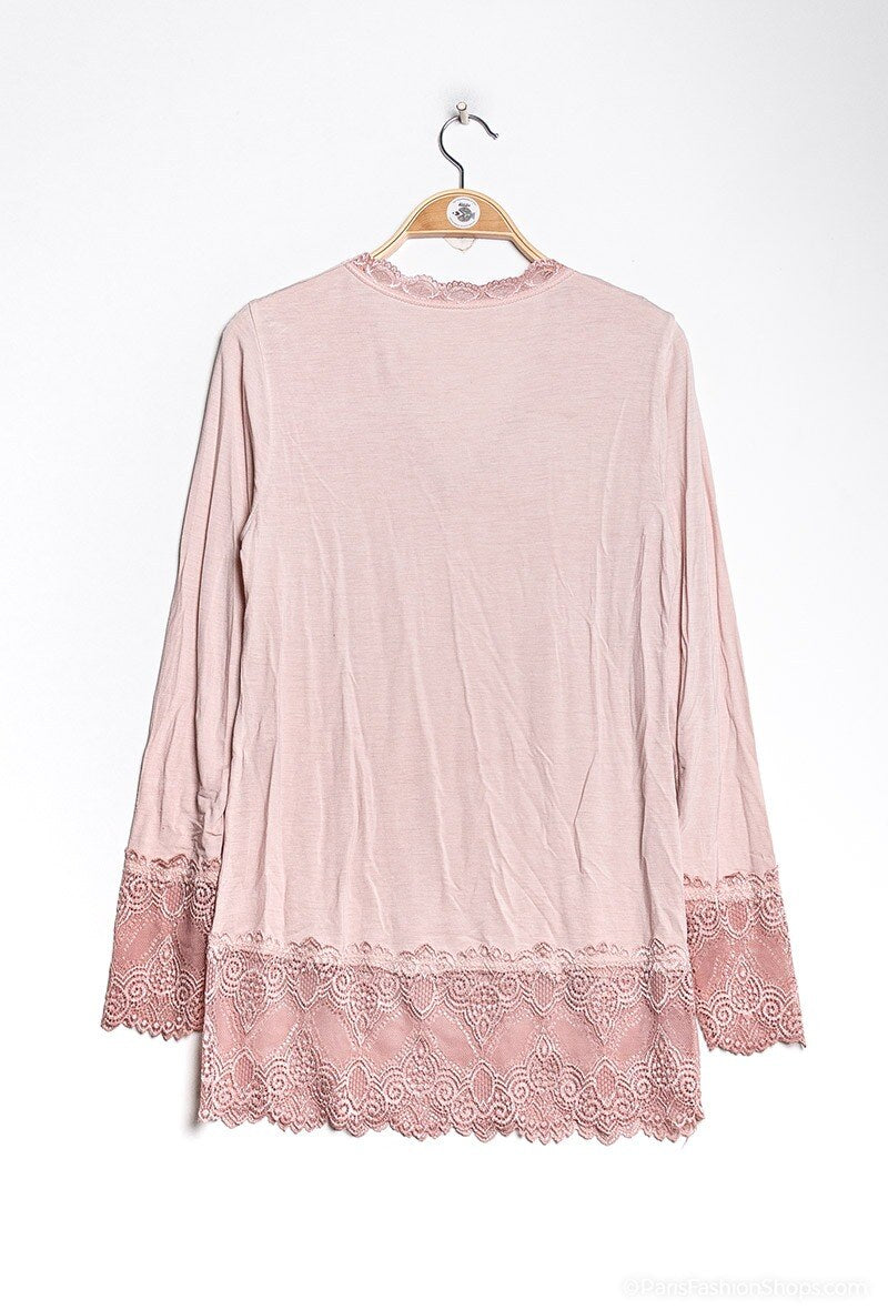MYLPK T-shirt with lace Pink