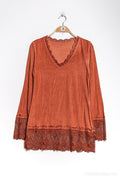 MYLTC T-shirt with lace Terracotta