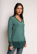 MYLBTG T-shirt with lace Bottle green