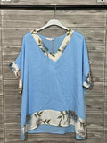 ZOT039SB Daisy Print Cotton Set Sky Blue