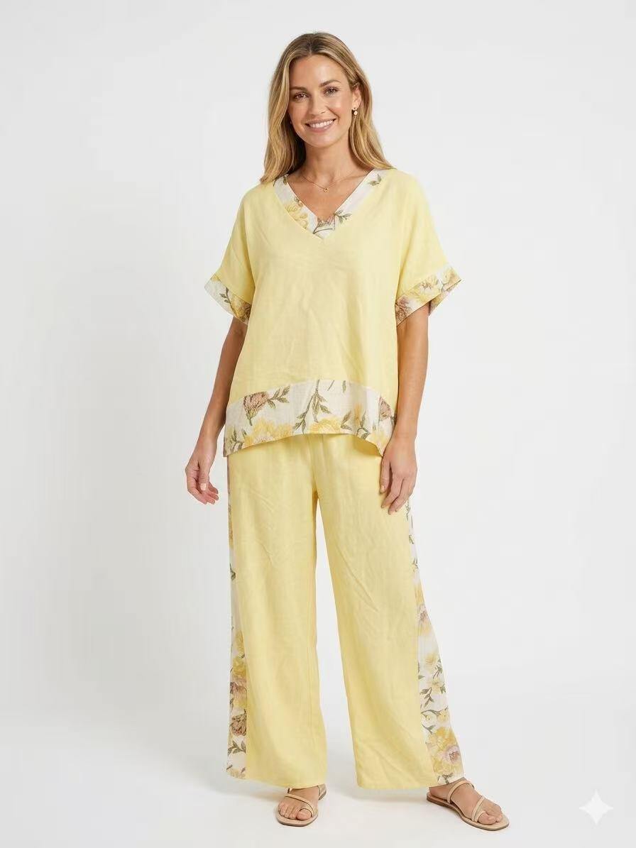 ZOT039YL Daisy Print Cotton Set Yellow