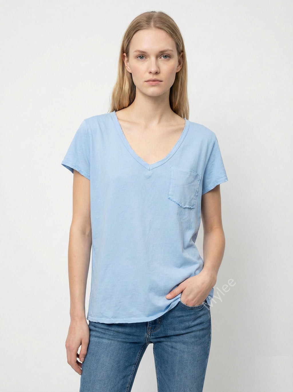 MYRPSB T-shirt with ripped pocket Sky Blue